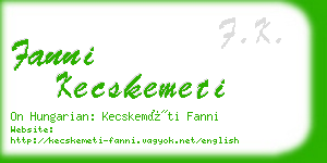 fanni kecskemeti business card